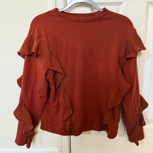 a new day Rust Ruffle Top
